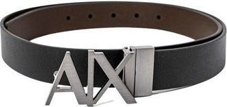 A|X Armani Exchange Zwarte Leren Regular Riem