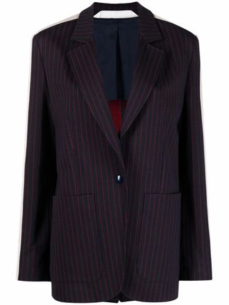 Palm Angels striped single-breasted blazer - Blue