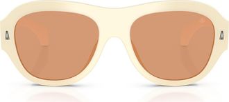 Moncler Elevane 56mm Irregular Sunglasses in Opaline Vanilla /Warm Brown at Nordstrom