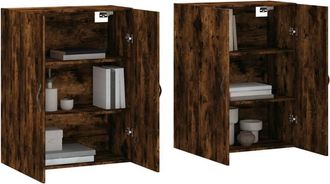 Berkfield Home Wall Mounted Cabinets 2 pcs Smoked Oak Engineered Wood in Brown
