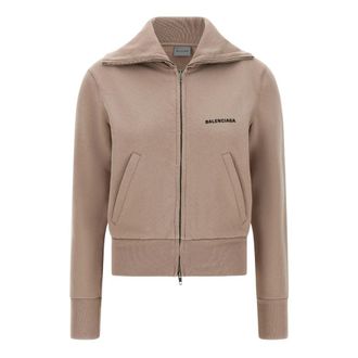 Balenciaga Slim Zip Sweatshirt - Dames - Sweatshirts & Hoodies - Beige - Maat: S Katoen