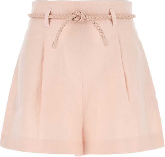 Zimmermann Pastel Pink Linen Crush Shorts