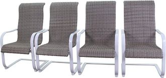 Courtyard Casual Santa Fe 4 Wicker Spring Chairs With White Frame