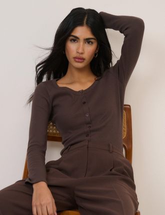 Nobody's Child Brown Scoop Neck Top