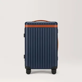 Carl Friedrik Carry-on Luggage - Hard case in Polycarbonate and Aluminium - Navy Blue / Cognac Brown