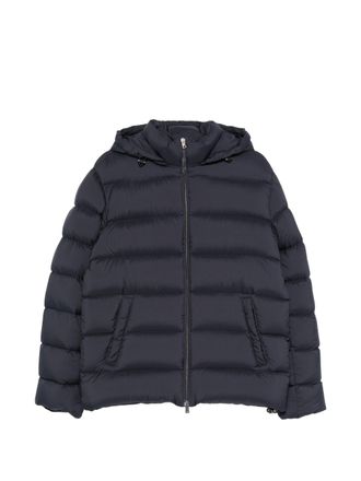Herno Quilted Blue Puffer Jacket With Adjustable Hood