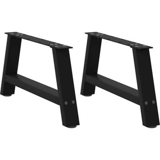 vidaXL Vidaxl - Patas Para Mesa De Centro En Forma De A (2 Unidades), Color Negro, 60 X (30-31) Cm, Acero