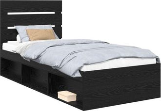 vidaXL Bed Frame with Headboard Black 90 x 200 cm Solid Pine Wood vidaXL