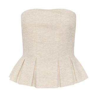 Gestuz Dames, Tops, Beige, Maat: M Linnen