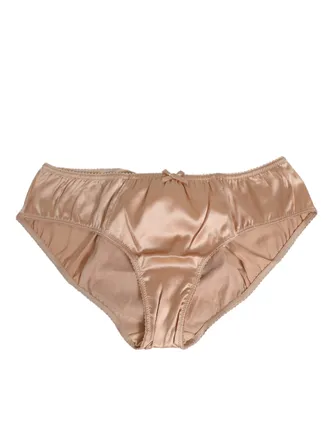 Dolce & Gabbana Nude Beige Silk Satin Bow Lace Trim Underwear Clothing