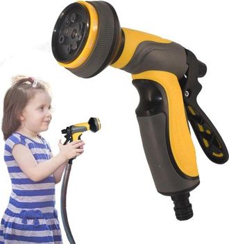 OEM Pulverizador De Manguera Con 10 Modos - Accesorio Para Manguera De Agua - Jard&iacute;n Y Coche - Mango Ergon&oacute;mico - 21 Cm - Verde Amarillo