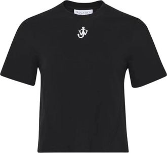 J.W.Anderson Anchor Embroidery Cropped Tee - Dames - T-shirts - Zwart - XS - Katoen - Tops
