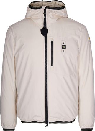 Blauer Monochromatic Neoprene Puffer Jacket with Zippered Pocket