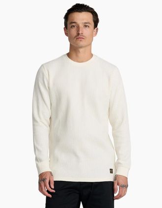 Rvca Mens RVCA Mens Day Shift Thermal Long Sleeve T-Shirt - Cream - Size: 42