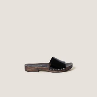 Miu Miu Leather Sandals With Wooden Clog