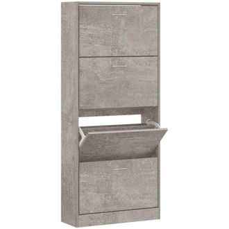 vidaXL Scarpiera Grigio Cemento 63x24x147 cm in Legno Multistrato - Vidaxl