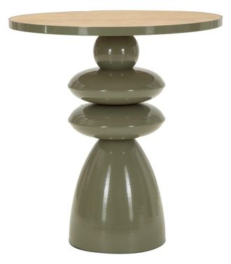 Mauro Ferretti Mesa met&aacute;lica con tablero de madera, &oslash; 45,5 x 49 cm