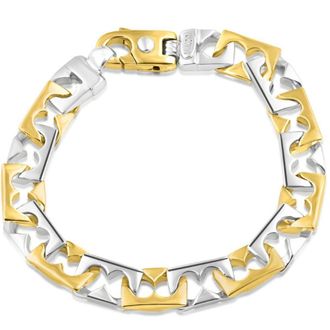 Pompeii3 Mens Solid 14k Gold (50grams) or Platinum (80gram) Two Tone 10mm Bracelet 8.5
