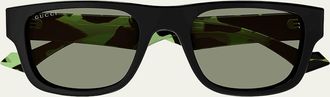 Gucci Mens Acetate Rectangle Sunglasses