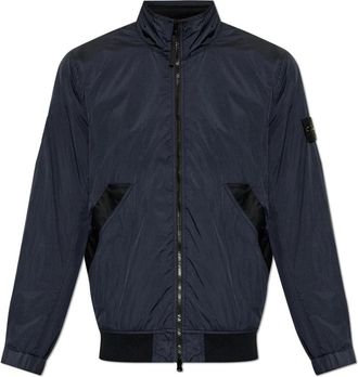 Stone Island Jas met logopatch - Heren - Zomerjassen - Blauw - XL - Satijn - Jassen