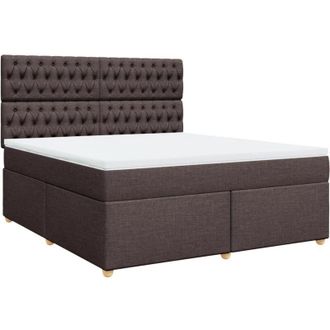 vidaXL Cama Box Spring Con Colch&oacute;n Tela Marr&oacute;n Oscuro 180x200 Cm Vidaxl
