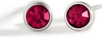 Mint & Lily Birthstone Bezel Studs in Silver /July Ruby at Nordstrom
