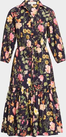 Cara Cara Hutton Puff-Sleeve Midi Shirtdress