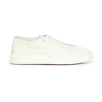 Santoni Sneakers, male, White, Size: 8 1/2 US Tumbled Leather Sneaker