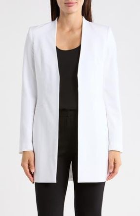 Calvin Klein Open Front Roll Sleeve Blazer in White at Nordstrom Rack, Size 14