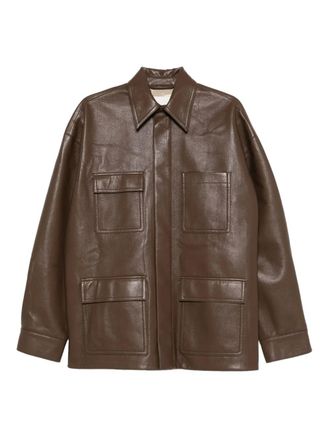 Nanushka flap-pocket overshirt - men - Polyurethane/Polyester/Leather - S - Brown