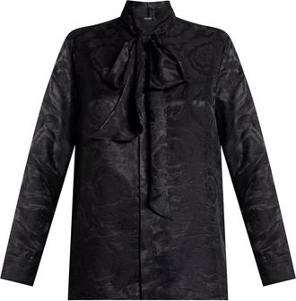Versace Barocco pussy-bow shirt - women - Silk/Viscose - 38 - Black