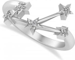 Allurez Diamond Taurus Zodiac Constellation Star Ring 14k White Gold (0.08ct)