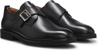 HUGO BOSS Leather monk-strap shoes with brogue detailing