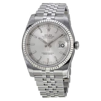 Rolex Pre-owned Rolex Oyster Perpetual Silver Dial Mens Watch 116234SSJ