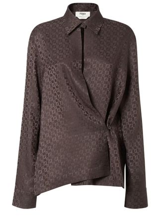Fendi FF Jacquard Silk Shirt - Brown