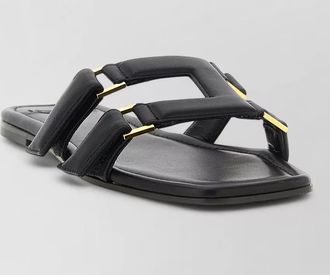 Elisabetta Franchi nappa leather sandals square toe design
