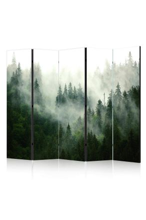 Artgeist Paravent, Salbeigr&uuml;n, Waldgr&uuml;n, Holz, Textil, Kiefer, massiv, B&auml;ume, 225x172x3 cm, Motiv auf Vorderseite, Wohnzimmer, Raumteiler, Paravents