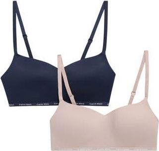 Calvin Klein 2-Pack Luxelightly Wire Free Bras in Shoreline/Fresh Taupe at Nordstrom Rack, Size Medium