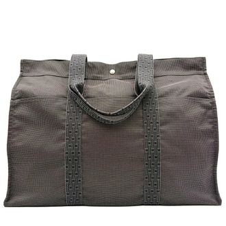 Herm&egrave;s Gray Canvas Tote Bag (Pre-Owned)
