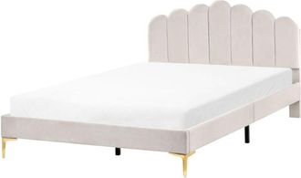 Beliani Bed Velvet SAUVIAN 160 x 200 cm (EU King Size) Off-White