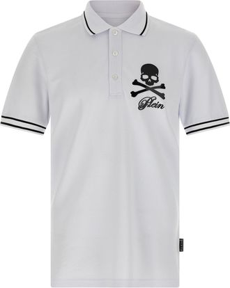 Philipp Plein Skull & Bones Polo Bianco/Nero-Uomo
