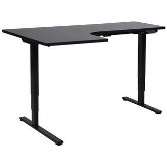Beliani Beliani - Escritorio Esquinero Regulable El&eacute;ctrico Forma De L 160 X 59 Cm Izquierdo Tablero Negro Base Negra Destines