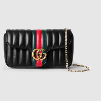 Gucci Jetset GG Marmont Small Shoulder Bag, Black, Leather
