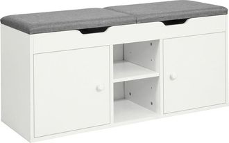 SoBuy Banco zapatero con 2 puertas y 2 estantes aglomerado blanco