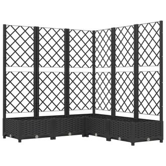 vidaXL Jardinera Con Enrejado Pp Negro 120x120x121,5 Cm Vidaxl
