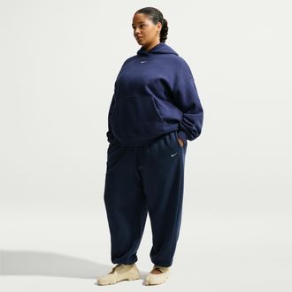 Nike Womens Studio Fleece Medium Weight Oversized High-Rise Cuffed Pants (Plus Size) in Blue | IW4767-410