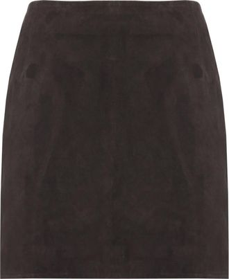 Rotate Rotate Birger Christensen, Rokken, Dames, Bruin, L, Leer, Suede Mini Bell Skirt