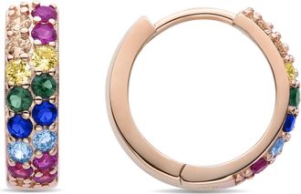 Luxenter Luxent Sterling Zilver 925 Oorbellen met Veelkleurige Zirkonias in 18K Ros&eacute;goud - Imewa