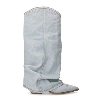 Sacha denim cowboylaarzen met flap blauw