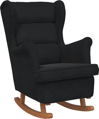 vidaXL Vidaxl - Silla Mecedora Con Patas De Madera De Caucho Terciopelo Negro